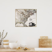 POSTER CARTE DE L'AMÉRIQUE, 1809 (Cuisine)