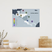 Poster Carte de l'Amérique centrale (Cuisine)