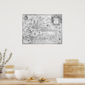 Poster Carte de l'Amérique centrale 1594 (Cuisine)