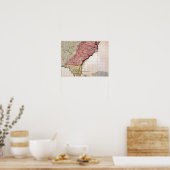 POSTER CARTE DE L'AMÉRIQUE COLONIALE, 1733 (Cuisine)