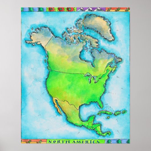 Poster Carte de l'Amérique du Nord (Devant)