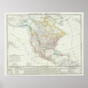 Poster Carte de l'Amérique du Nord