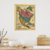 Poster Carte de l'Amérique du Nord 1839 (Cuisine)