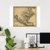 Poster Carte de l'Amérique du Nord, anglais, vers 1685 (Bureau à domicile)