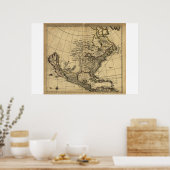 Poster Carte de l'Amérique du Nord, anglais, vers 1685 (Cuisine)