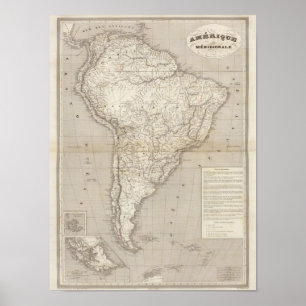 Poster Carte de l'Amérique du Sud