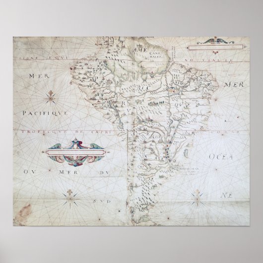 Poster Carte de l'Amérique du Sud (Devant)