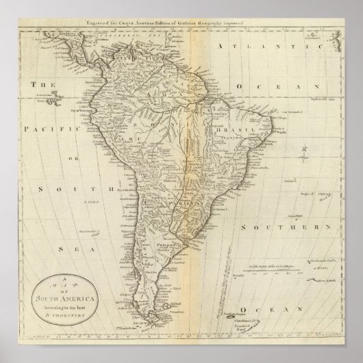 Poster Carte de l'Amérique du Sud 2 (Devant)