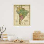 Poster Carte de l'Amérique du Sud par Finley 1826 (Cuisine)