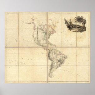 Poster Carte de l'Amérique par A Arrowsmith