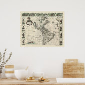 Poster Carte de l'Amérique par Frederick de Wit 1660 (Cuisine)