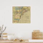 Poster Carte de l'Amérique révolutionnaire 1771 (Cuisine)