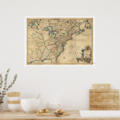 Poster Carte de l'Amérique révolutionnaire - 1777 (Cuisine)