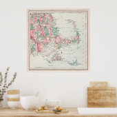 Poster Carte de l'ancienne Cape Cod MA (1878) (Cuisine)