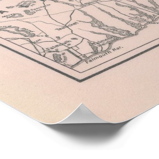 Poster Carte de l'ancienne Cape Cod MA (1891) (Coin)