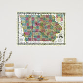 Poster Carte de l'ancienne Iowa de 1856 (Cuisine)