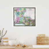 Poster Carte de l'ancienne Louisiane 1848 (Cuisine)