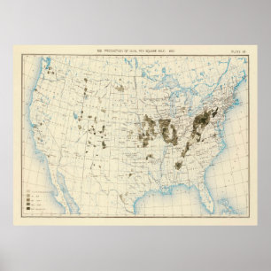 Poster Carte de l'ancienne mine de charbon américaine (18