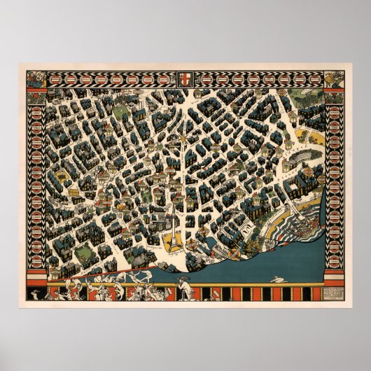 Poster Carte de l'Angleterre du Vieux-Londres (1915) Vint (Devant)