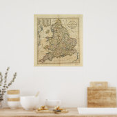 Poster Carte de l'Angleterre et du Pays de Galles (Cuisine)