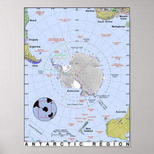 Poster Carte de l'Antarctique