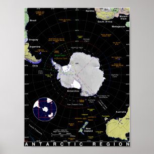 Poster Carte de l'Antarctique