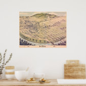 Poster Carte de l'antiquité 1885 d'El Paso, le Texas, (Cuisine)