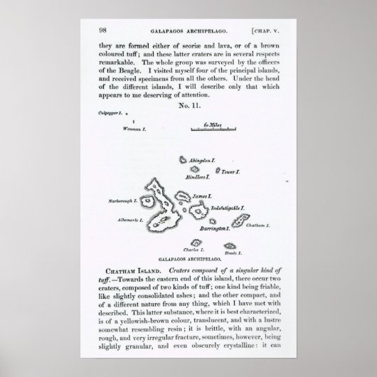 Poster Carte de l'archipel des Galapagos, 1844 (Devant)