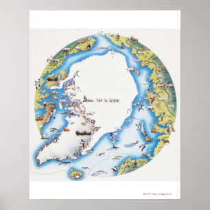 Poster Carte de l'Arctique