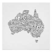 Poster Carte de l'argot australien (Devant)