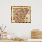Poster Carte de l'Arkansas 1866 (Cuisine)