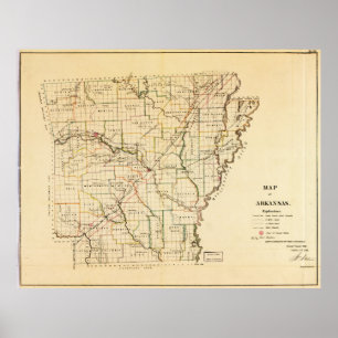 Poster Carte de l'Arkansas (1866)