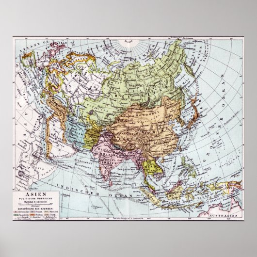 Poster Carte de l'Asie au XIXe siècle (Devant)