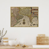 Poster Carte de l'Asie du Sud 1596 (Cuisine)