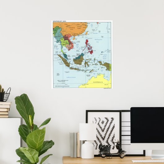 Poster Carte de l'Asie du Sud-Est 2003 (Bureau à domicile)
