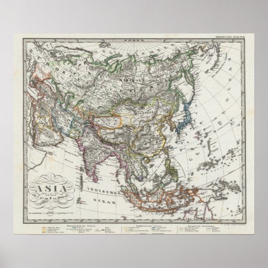 Poster Carte de l'Asie par Stieler (Devant)