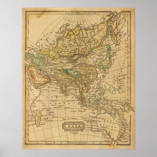 Poster Carte de l'Asie par Worcester (Devant)