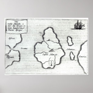 Poster Carte de l'Atlantide, de 'Mundus Subterraneus