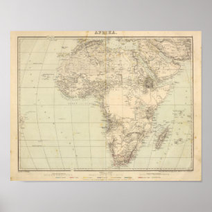 Poster Carte de l'Atlas africain montrant les colonies