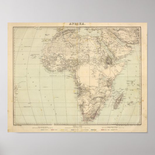 Poster Carte de l'Atlas africain montrant les colonies (Devant)