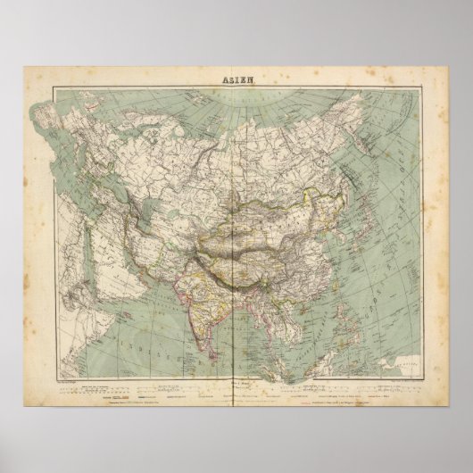 Poster Carte de l'Atlas asiatique montrant les divisions  (Devant)