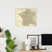 Poster Carte de l'Atlas de France avec évêques (Bureau à domicile)