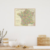 Poster Carte de l'Atlas de France avec évêques (Cuisine)