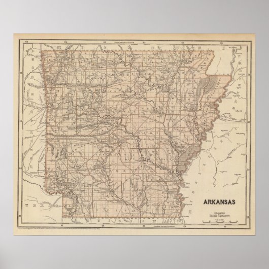 Poster Carte de l'Atlas de l'Arkansas (Devant)
