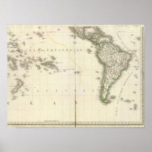Poster Carte de l'Atlas de l'océan Pacifique