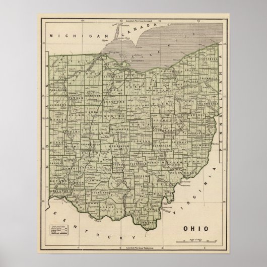 Poster Carte de l'Atlas de l'Ohio (Devant)