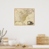 Poster Carte de l'Atlas des États-Unis d'Amérique du Nord (Cuisine)