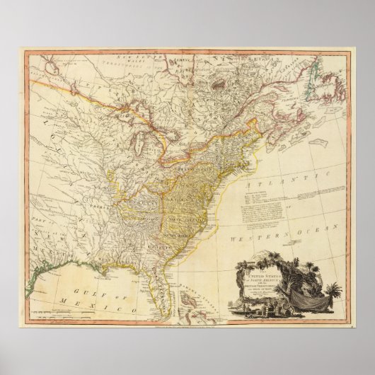Poster Carte de l'Atlas des États-Unis d'Amérique du Nord (Devant)