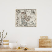 Poster Carte de l'Atlas du Danemark avec 5 cartes d'entré (Cuisine)