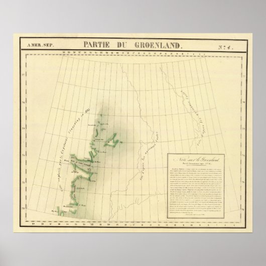 Poster Carte de l'Atlas du Groenland (Devant)